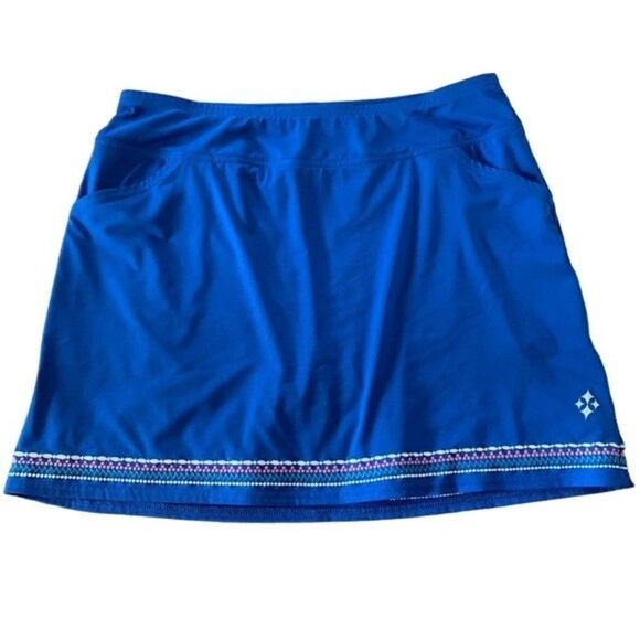Jofit Golf Skirt Cobalt Blue Embroidered Hem Look Skirt Skort Sz L - Picture 1 of 7